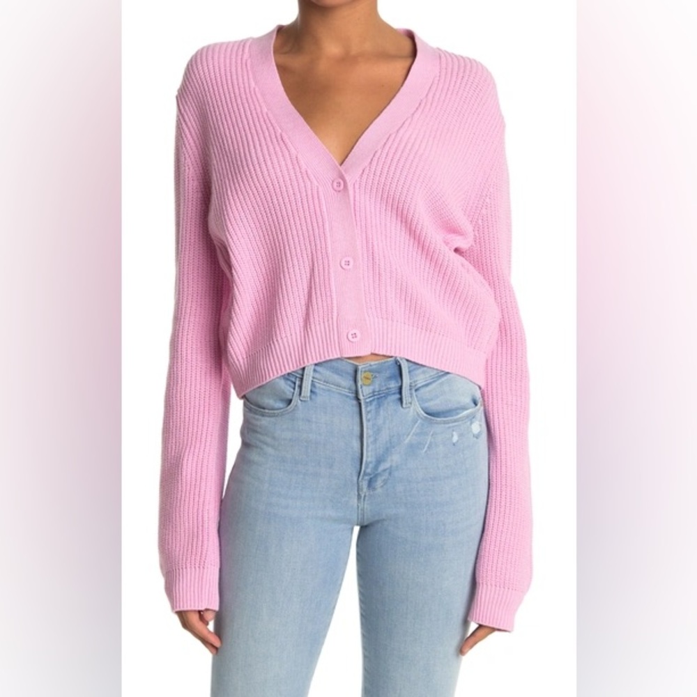 Melrose and Market Button-Up Cropped Knit Cardigan Size Medium